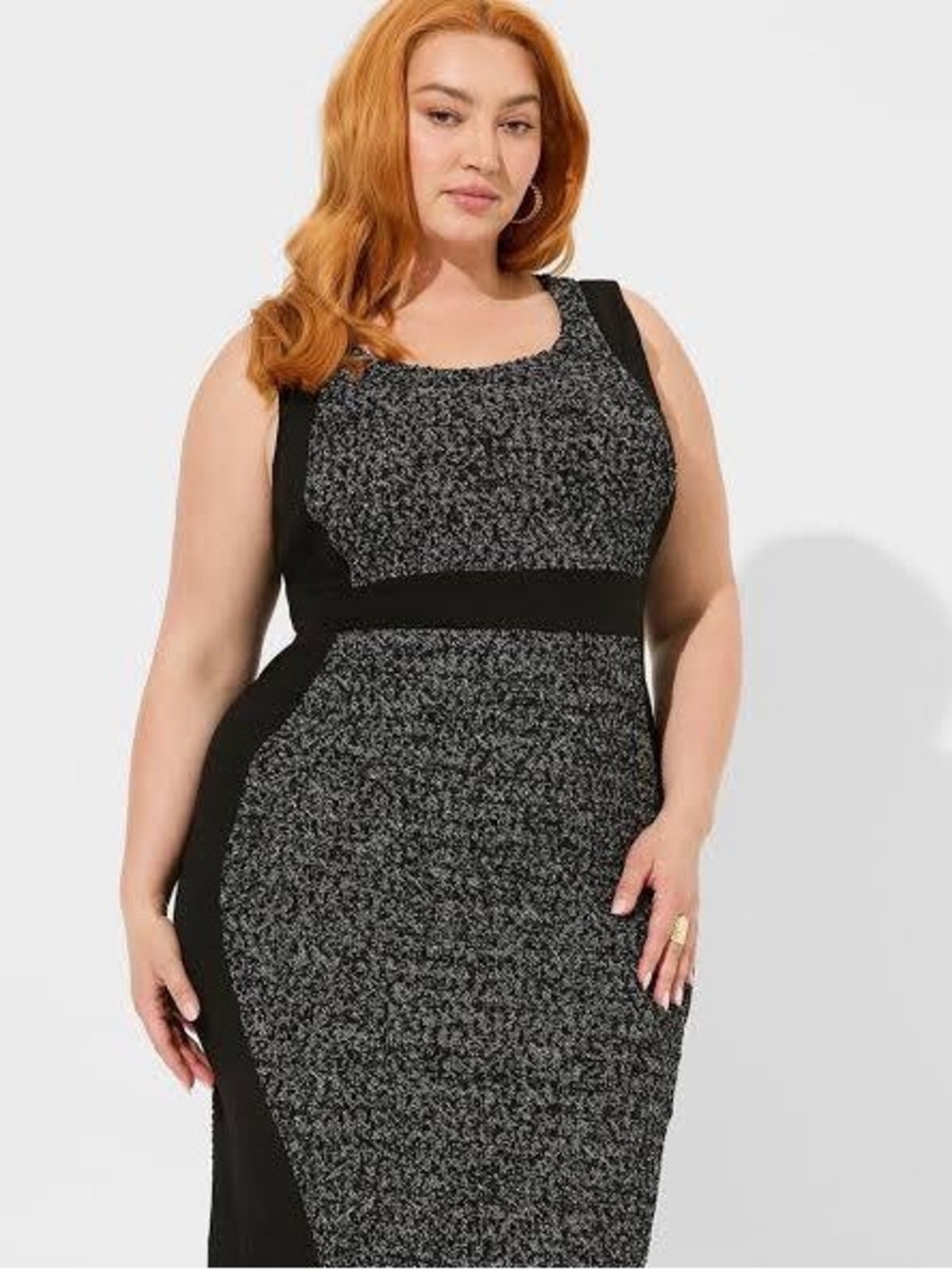 Torrid At The Knee Boucle Contoured Panel Sleeveless Dress-Black/White-Size 22